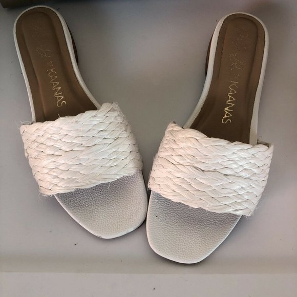Kaanas Key Largo Braided Sandals White Woven Raffia Leather Flats 7 $109 - Picture 5 of 7